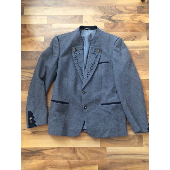 Steinadler Echter Österreichischer Loden Gray Virgin Wool Lined Sz 48 Blazer